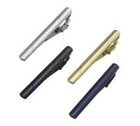 minkissy 4PCS Necktie Clips for Men Durable Tie Pinch Clips Gold Silver Navy Blue Eye Catching Accessories for Daily Wear Special Occasions