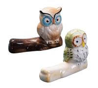 minkissy 4pcs Owl Shaped Chopsticks Holder and Pen Holder Set Lightweight Portable Ceramic Tableware Accessories Unique Fashion Design for Hotel Dining Table Decor Random Color