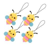 minkissy 4Pcs Phone Pendant Bee Charm Keychain Hanging Decoration for Bags and Backpacks Sturdy Rope Mobile Phone Strap with Design Multi-purpose Ornament for Phones