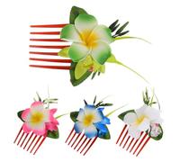 minkissy 4Pcs Plumeria Hair Combs Tropical Hawaiian Flower Clips Fabric Plastic Accessories for Weddings Beach Vacations Luaus and Summer Styling
