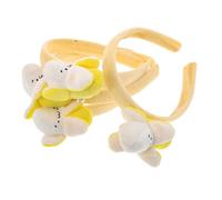 minkissy 4pcs Plush Banana Headbands Soft Comfortable Food Headwear for Halloween Cosplay Party Face Wash Hair Hoop Skin Care Accessory