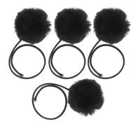 minkissy 4pcs Plush Cat Balls Toy with Bell Black, Interactive Spring Ball Toy for Cats, Furniture Protection, Suitable for Home Environments and Hanging on Door Handles