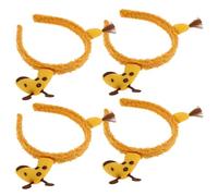 minkissy 4pcs Plush Giraffe Headband for Women Soft Cartoon Animal Hair Bands Face Washing Spa Makeup Skincare Elastic Hair Wrap Cute Yellow Costume Party Accessory