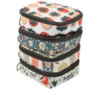 minkissy 4pcs Portable Multi-Function Period Bag Cute Cosmetic Zipper Bags for Menstrual Supplies Travel Toiletry Organizer Strawberry White Owl Floral Forest