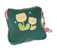 minkissy 4pcs Portable Sanitary Napkin Storage Quilted Flower Coin Bag Square Period Bag for School