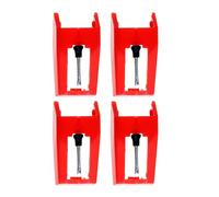 minkissy 4pcs Red Crystal Gramophone Record Player Needles Stylus for Phonograph Turntable Replacement Compatible with Vintage Vinyl Players