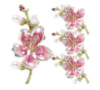 minkissy 4Pcs Rhinestone Flower Brooch Pin Elegant Pearl Blossom Floral Lapel Pins for Women Vintage Accessories for Bridal Weddings Durable Alloy Design Secure Fit