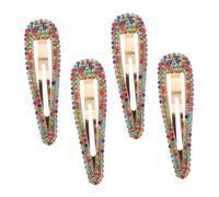 minkissy 4pcs Rhinestone Hair Clips Water Drop Crystal Barrettes Bling Snap Duckbill Hairpins for Women Girls Stylish Hair Accessory