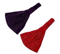 minkissy 4pcs Rhinestone Hair Headbands for Women Elastic Cotton Hair Hoops in Red Purple Black Coffee for Gym Outdoor Activities and Daily Wear