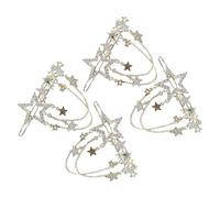 minkissy 4pcs Rhinestone Star Hair Clips with Tassel Chain Lightweight Decorative Barrettes for Women Girls Work and Special Occasions