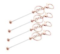 minkissy 4Pcs Rose Gold Beadable Bar Keychains for Crafting DIY Bag Hardware Durable Metal Key Rings for Handbags Backpacks Belts Shoes Bracelets and Accessories Replacement