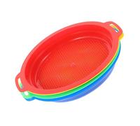 minkissy 4pcs Sand Sifter Slotted Sand Sifting Pan for Beach Play Treasure Digging and Gardening Plastic Construction Yellow Red Green Blue for Summer Fun