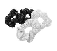 minkissy 4pcs Sequin Hair Scrunchies Metallic Glitter Hair Bands Jumbo Elastic for Women Girls Christmas Party Black Silver