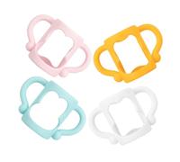 minkissy 4pcs Silicone Bottle Handle Grips Easy Install Comfortable Hold for Independent Drinking Transition from Milk Bottles to Cups Shower Orange White