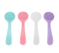 minkissy 4pcs Silicone Face Cleansing Brush Manual Long Handle Facial Scrubber for Deep Cleaning Blackhead Removal Portable Skincare Tool for Men and Women White Purple