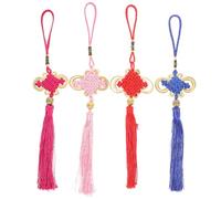 minkissy 4pcs Silk Chinese Knot Tassels Decorative Ornaments with Aluminium Alloy, Brightening Clothing and Hanging Decoration for Home and Apparel Use