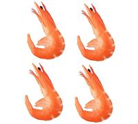 minkissy 4pcs Simulated Shrimp Model Realistic Fake Food Decor Lifelike PVC Seafood Photo Props for Desktop Display and Creative Home Decoration
