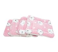 minkissy 4pcs Small Pet Blanket Set for Guinea Pigs Hamsters Hedgehogs - Soft Warm Fleece Sleeping Pads Cage Liners with Pink Bear Head Design, Size S, Cozy Bedding for Small Animals