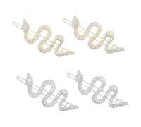 minkissy 4pcs Snake Hairpins Alloy Bang Clips Rhinestone Hair Accessories for Dreadlocks Cute Sparkly Hair Clips Barrettes