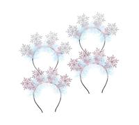 minkissy 4pcs Snowflake Glitter Headband for Women Christmas Winter Party Decorative Hair Hoops Flake Sequin Hair Barrettes for Festive Holiday