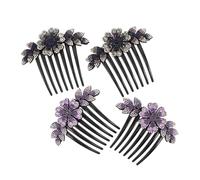 minkissy 4pcs Sparkly Rhinestone Flower Hair Side Combs Non Slip Bridal Hair Accessories for Women Wedding Party Elegant Floral Hairpins