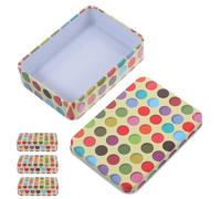 minkissy 4Pcs Tinplate Trading Card Storage Boxes Compact Desktop Organizer for Cards Game Buttons Small Beads Portable Holder Case with Lid