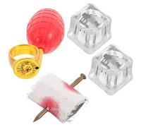 minkissy 4pcs Tricky Prank Kit Water Squirt Ring Fake Nail Through Finger Realistic Ice Cube Insect Props for Halloween Party Favors Portable Fun for All Occasions