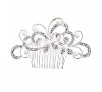 minkissy 4pcs Unique Bridal Hair Comb Pearl and Rhinestone Alloy Comb for Wedding Engagement Party