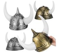 minkissy 4pcs Viking Helmet Lightweight Medieval Soldier Hats for Dress Up Cosplay and School Activities Unique Pirate Party Accessories for All Ages