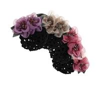 minkissy 4pcs Vintage Floral Mesh Hair Net with Flower Barrette Breathable Hair Bun Cover for Women for Nurses Bank Hotel and Hospitality Staff Professional Use