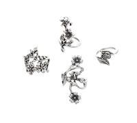 minkissy 4pcs Vintage Flower Ring Set for Women Metal Vine Jewelry Elegant Floral Design for Parties Gifts Distinctive Bohemian Style