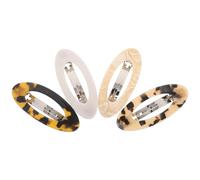 minkissy 4PCS Vintage Hollow Oval Spring Hair Clips Acetic Acid Metal Barrette in Deep Light Beige White Lightweight Curved Hair Accessories for Weddings Casual Travel Styling