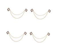 minkissy 4pcs Vintage Men Suit Lapel Brooch with Hanging Chain Stylish Pin with Imitation Pearl for Coats Cardigans and Formal Attire