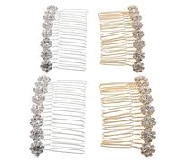 minkissy 4Pcs Wedding Hair Combs Rhinestone Flower Side Combs Silver Gold Durable Alloy Hair Accessories for Bridesmaids Stylish Hair Jewelry for Women