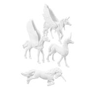 minkissy 4pcs White Unicorn Model for Painting DIY Animal Figurines Lightweight Smooth Pegasus Figurines for Creative Coloring and Crafting Safe Material Unicorn Models for Art Projects