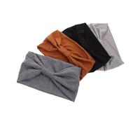 minkissy 4Pcs Wide Stretchy Headbands for Women Non Slip Top Knotted Hairbands for Yoga Running Gym Quick Dry Sweat Wicking Stylish Hair Accessories
