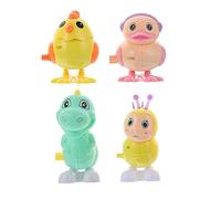 minkissy 4Pcs Wind Up Animal Plaything Clockwork for Boys and Safe and Educational for Includes Chick Duck Bee and Dinosaur Random Color