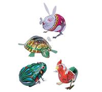minkissy 4pcs Wind Up Clockwork Animal Assorted Iron Jumping Primitive Educational for Boys and Battery Safe Play