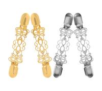 minkissy 4pcs Women’s Sweater Clips with Alloy Rhinestones Cardigan Collar Cinch Clips for Ladies’ Clothing in Gold and Silver for Sweaters Shawls Dresses and Scarves