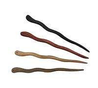 minkissy 4pcs Wooden Hair Sticks for Women Chinese Hairpins Set in Black Natural Dark Coffee and Wood Green Vintage Hair Accessories for Buns and Chignons