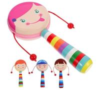 minkissy 4pcs Wooden Handheld Musical Rattles Cartoon Design with Smooth Surface Safe Non Toxic Material Early Learning for Sensory Development and Hand Eye Coordination