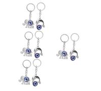 minkissy 4sets Turkish Evil Eye Keychain Animal Pendant Design Featuring Elephant Dolphin Cute Key Holder for Bags Wallets Accessories Bright Color Smooth Touch 2pcs*4