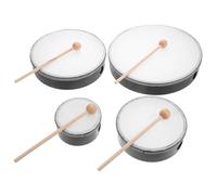 minkissy 4sets Wooden Percussion Hand Drum Tambourine Musical Instrument for Boy Girl's Drums Portable Travel Outdoor Camping Family Music Jam Sessions Wood Rhythm Sticks