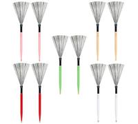 minkissy 5 Pairs Dual End Drum Brush Set Wood Handle for Jazz Drumming for Beginners and Youth Bands Pink Green White Wood Red