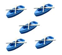 minkissy 5 Sets Miniature Dollhouse Blue Canoe Models with Wooden Paddles Each Sturdy Decorative Mini Ornaments for Fairy Gardens Moss Micro Landscapes and Tabletop Display