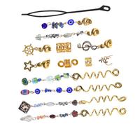 minkissy 50pcs Cat's Eye Dreadlock Spiral Hair Clips Metal Charm Beads Boho Jewelry for Braids Snake Locs Women