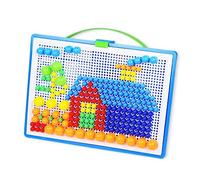 minkissy 592pcs Creative DIY Mushroom Nail Puzzle Set Eco Friendly Pegboard Jigsaw Educational for Early Childhood Development Enhancing Creativity and Hand Eye Coordination Random Color
