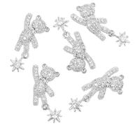 minkissy 5Pcs Alloy Nail Charms Bowknot Bear Shaped Nail Decorations with Zircon Shiny Japanese Style Manicure Accessories for Women