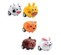 minkissy 5pcs Animal Pull Back Car for Boys Friction Powered Cartoon Vehicles Fun Birthday Party Supplies Gift