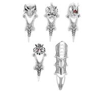 minkissy 5Pcs Bendable Skull Finger Rings Unique Decorative Party Accessories Creative Festival Nail Decor for Halloween Costumes Joint Rings